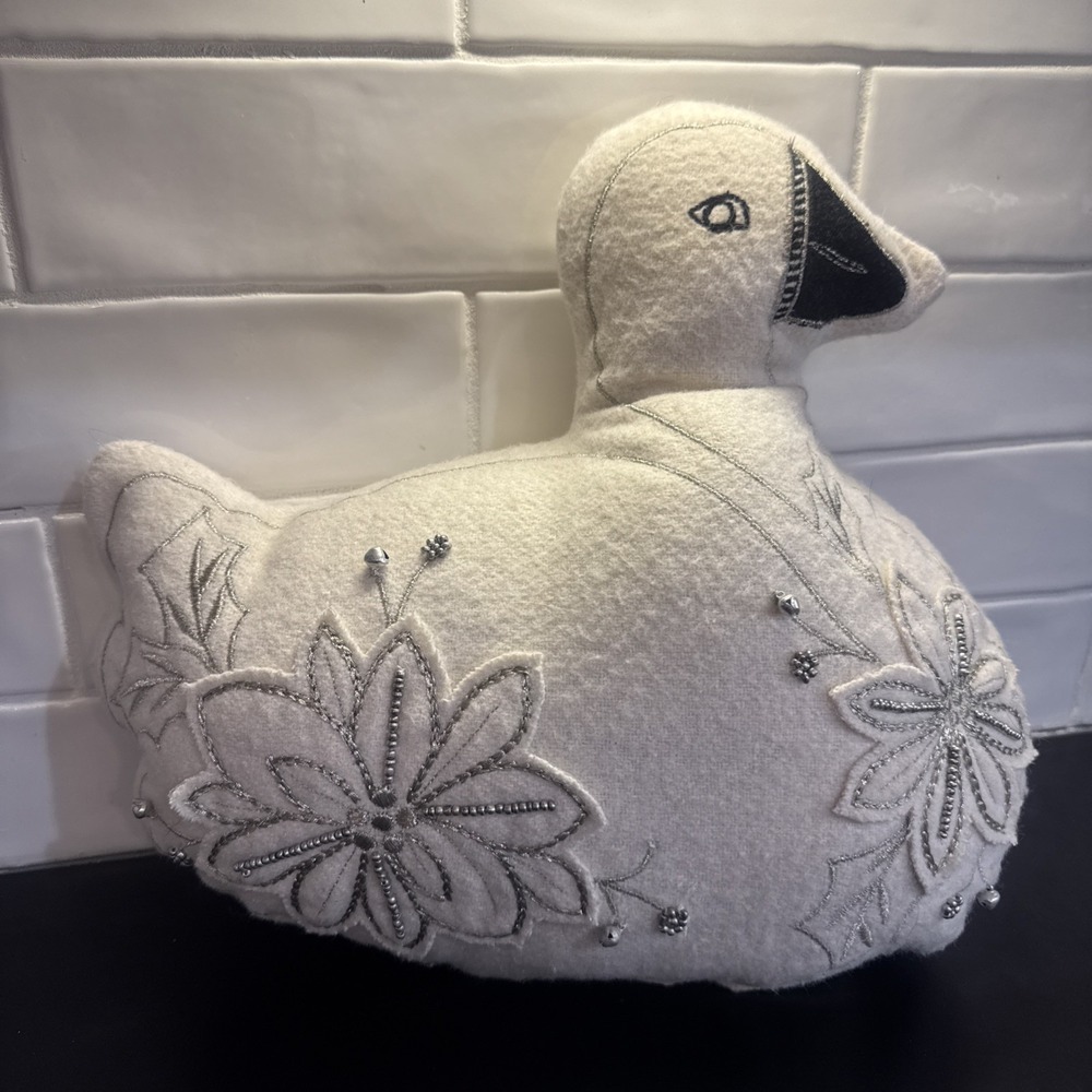 Opalhouse Jungalow Target‎ beaded embroidered Swan-shaped pillow  Christmas